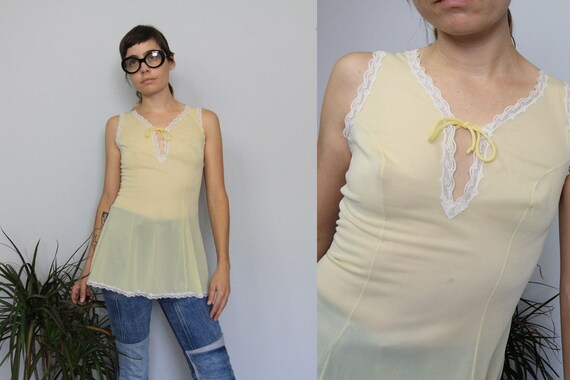 60's/70's Sheer Yellow Mini Vassarette Negligé