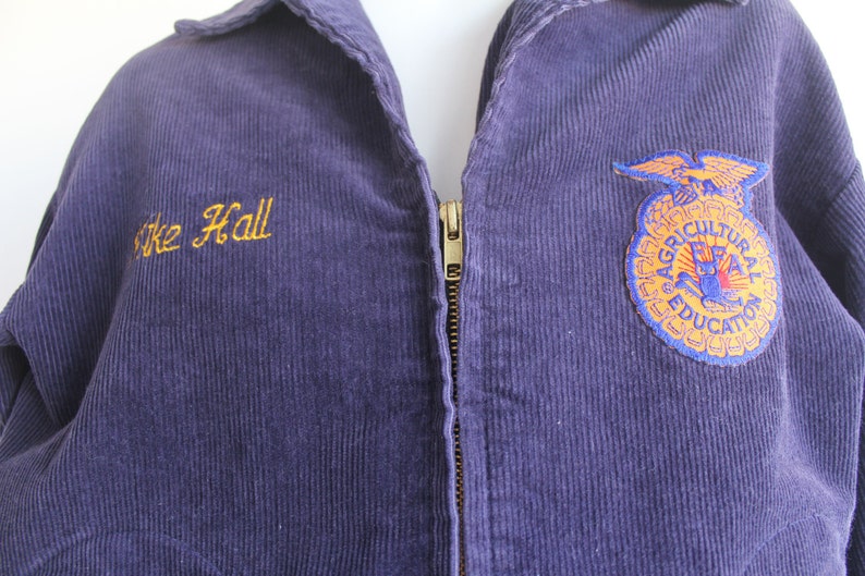 70/'s Vintage Navy Blue Corduroy Agricultural Jacket