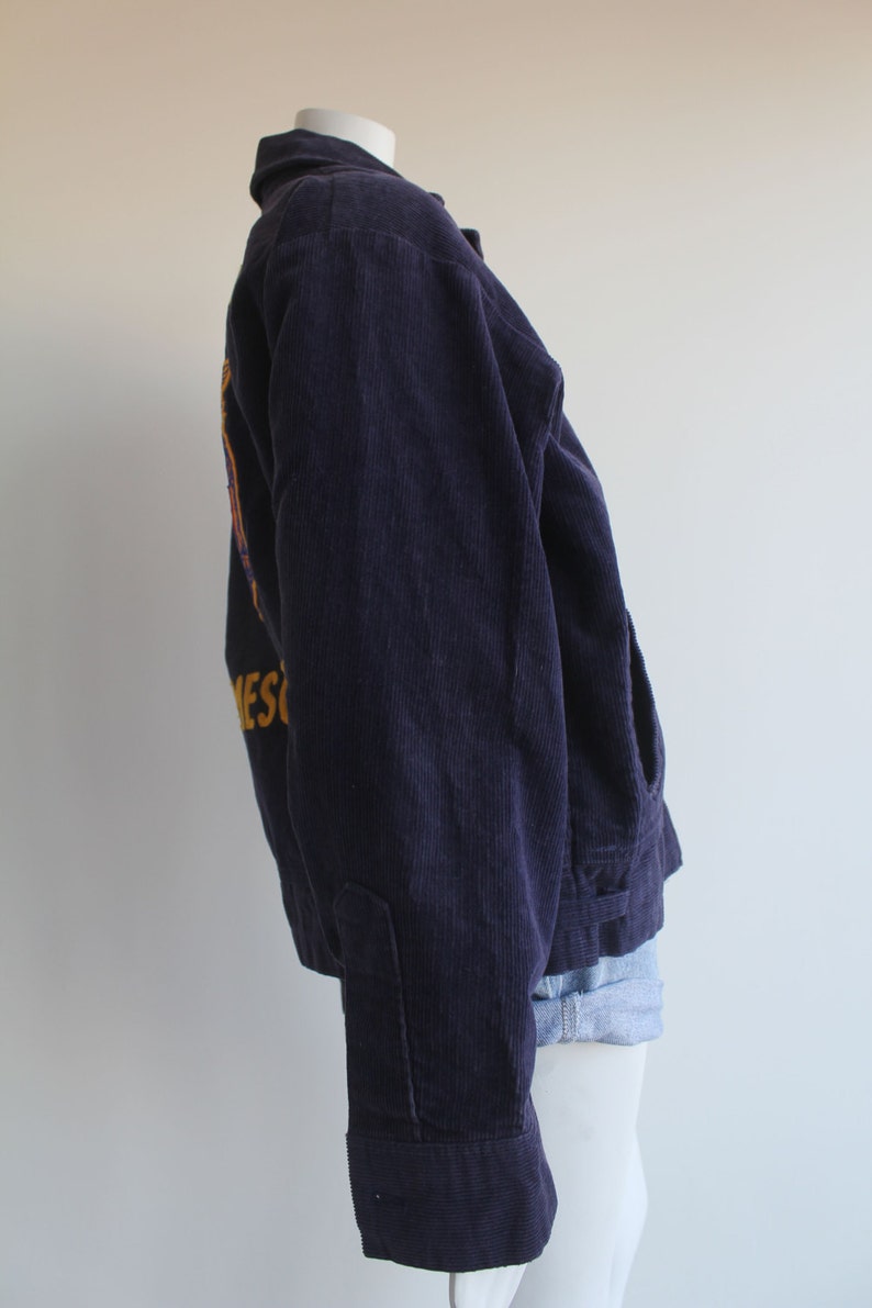 70/'s Vintage Navy Blue Corduroy Agricultural Jacket