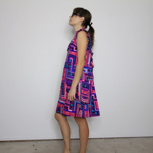70's Ludy for Ludy's Honolulu shops Purple Ruffle Bib Kawaii Baby Doll Dress