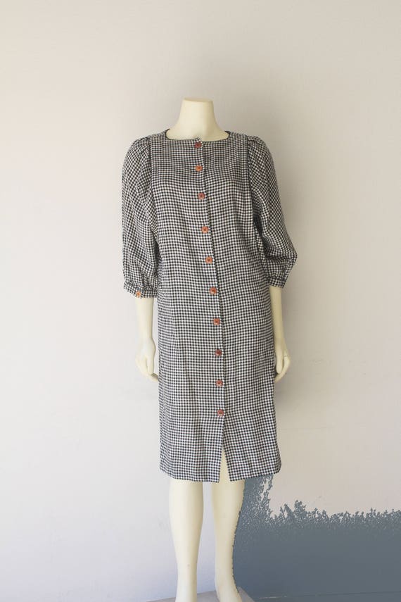 Late 70's Vintage Black and White Gingham Wool 'Ro