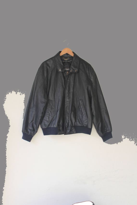 80s Vintage Members Only Black Leather 