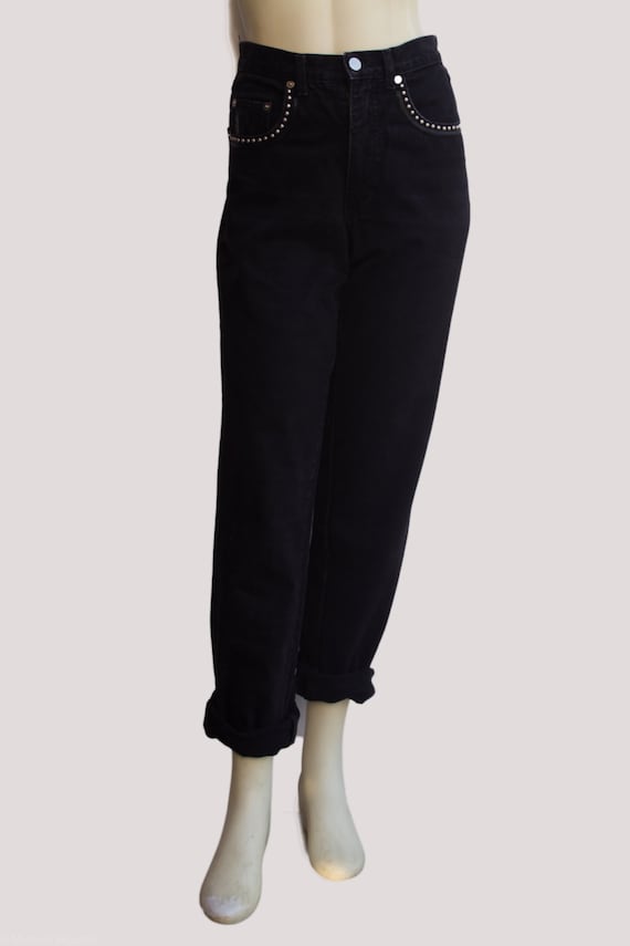 Early 90's 'Streets Ahead' Black Stud High Waist M