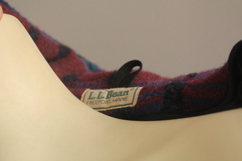 Late 70/'s Vintage L.L.Bean Teal Purple /& Burgundy Hooded Wool Coat w Toggle Buttons