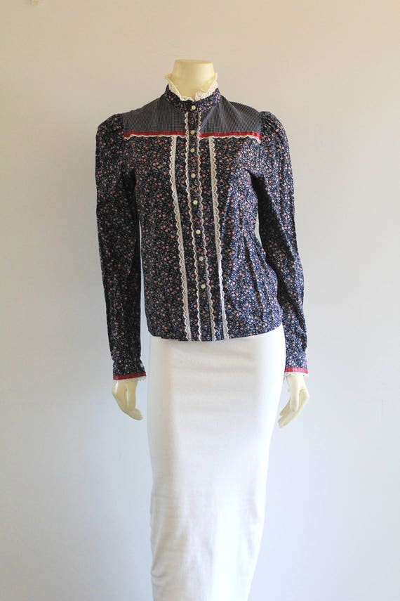 Early 80's Vintage Jessica's Gunnies Blue Floral P