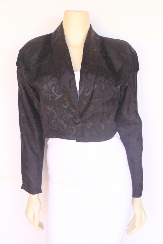 80s' Vintage Panhandle Slim Black Jacquard & Fring