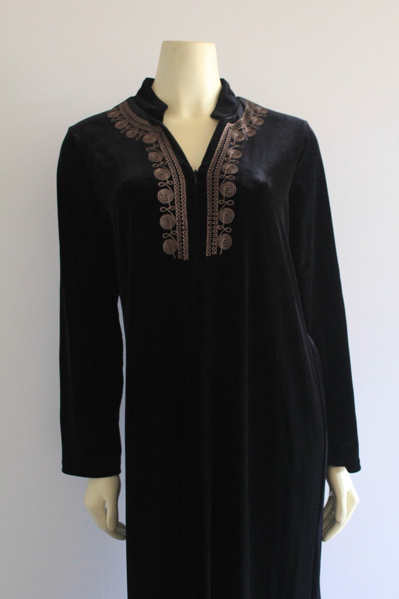 90's Vintage I.Magnin Black Velvet Tunic Style Dressing | Etsy