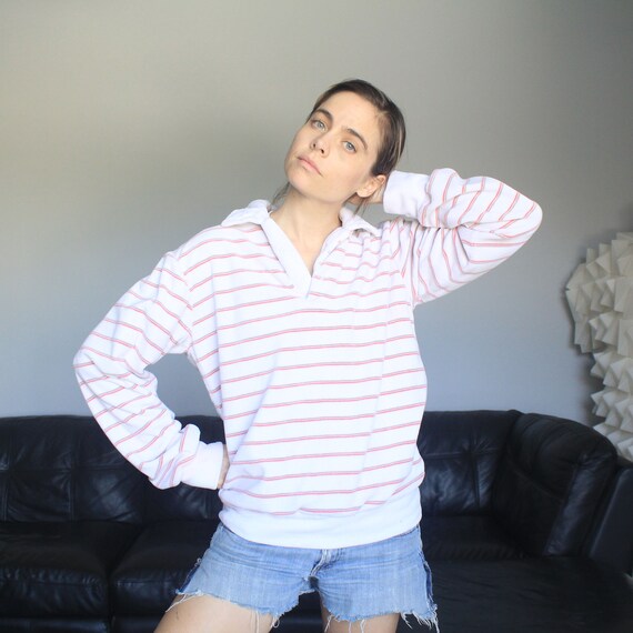 80's Striped Velour 'Silver Unicorn' Banded Pullo
