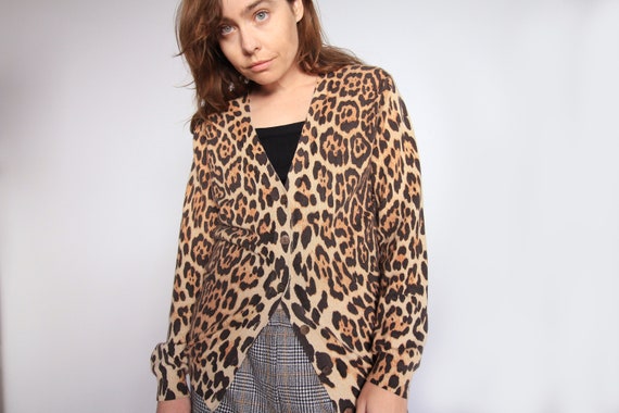 Neiman Marcus Cheetah Print Cashmere Y2k Cardigan