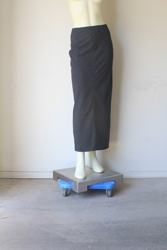 90's Vintage BeBe Pinstripe Black and White Midi S