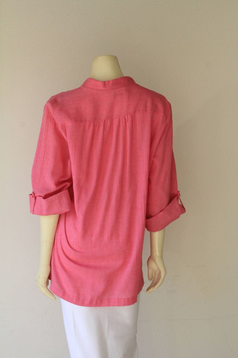 70/'s Vintage Pink Flowy Boho Festival /'Lady Winn of California/' Linen Top
