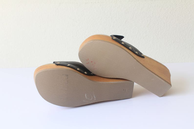 90/'s Deadstock Steve Madden Wooden Wedge Clog Style Mules