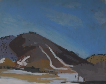 White Ranch Belcher - Southwest Landscape Painting on Paper