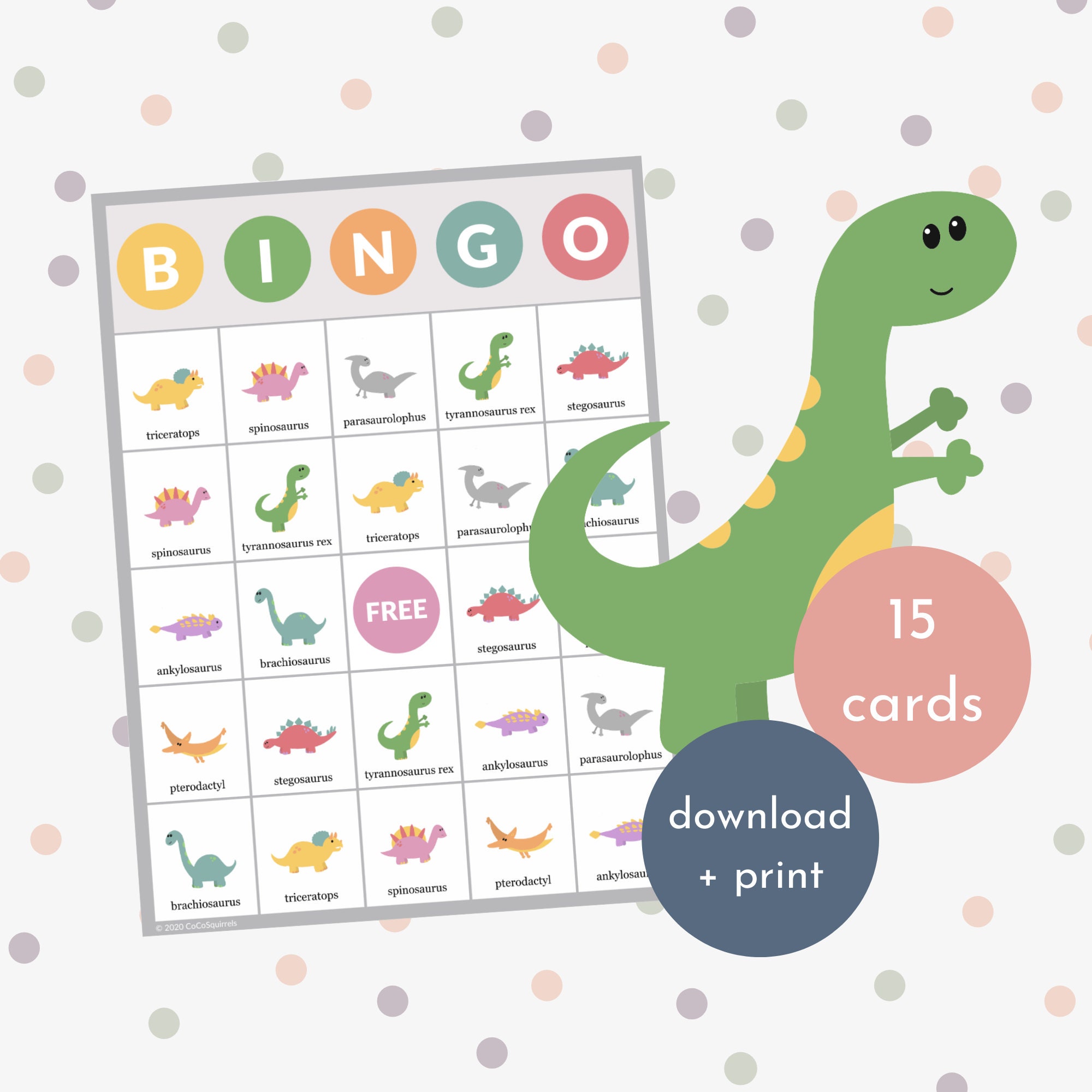 Dinosaur Bingo 15 Pack Instant download perfect for fun | Etsy