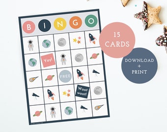 Space Bingo 15 Pack! Instant download perfect for fun parties!