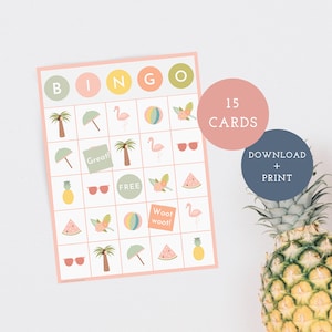 Tropical Flamingo Bingo 15 Pack! Instant download / easy to print and cut / fun for any birthday or party!
