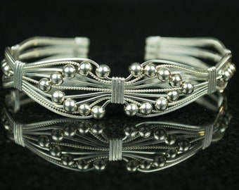 Argentium Silver Wire Wrapped Cuff Bracelet