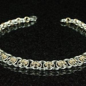 Celtic Chain Mail Bracelet Argentium Silver and 14k Gold Filled