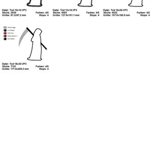 Aplicación de lentejuelas reversibles Grim Reaper - conjunto de archivos de bordado para el marco de 10 x 10 cm a 18 x 30 cm imagen 2