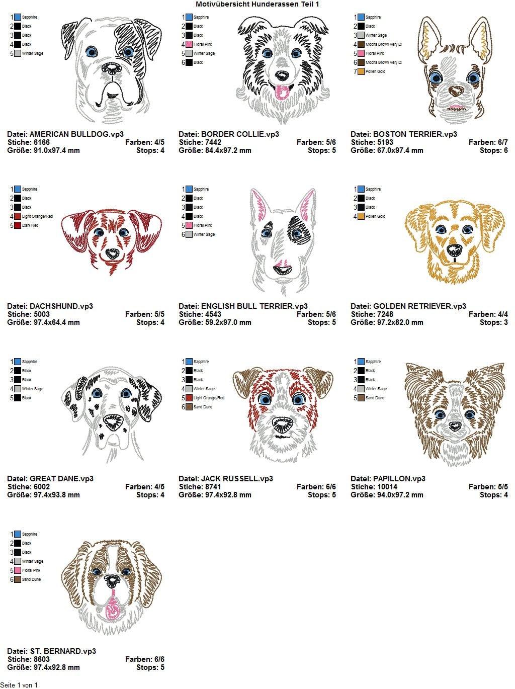 Dog Breeds Part 2 for the 10 X 10 Cm Frame - Etsy