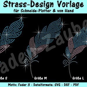 Rhinestone template "Feather 3" - for plotter & by hand