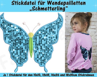 Wendepailletten-Applikation Schmetterling - Stickdatei-Set für den 10x10cm bis 18x30cm Rahmen