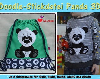 Doodle motif Panda Bear 3D - for the 10x10 frame