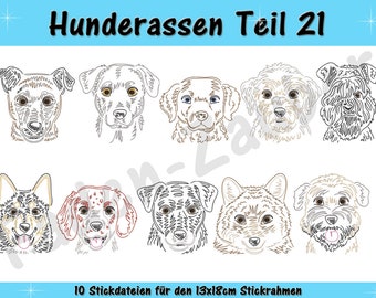 Hunderassen Teil 21 - Stickdatei-Set für den 13x18cm Rahmen