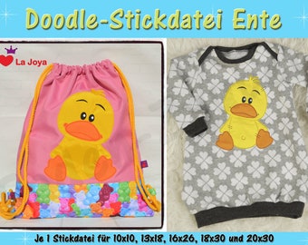 Doodle motif duck - embroidery file set for the 10 x 10 cm to 20 x 30 cm frame