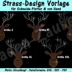 Rhinestone template &quot;Deer&quot; - for plotters & by hand