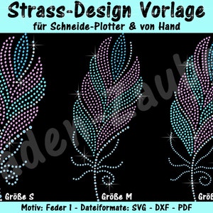 Rhinestone template "Feather 1" - for plotter & by hand