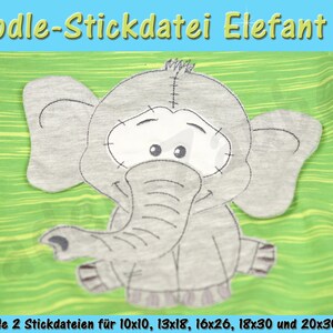 Doodle motif elephant 3D - embroidery file set for the 10 x 10 cm to 20 x 30 cm frame