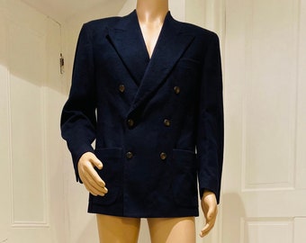 NICE Vintage 'Woodhouse' Wool/Cashmere Navy Blue Mens Jacket / Blazer, Made In Italy, GREAT!!