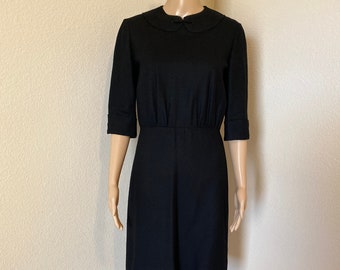 STUNNING Vintage 1950's Black Wool Dress - Beautiful!!