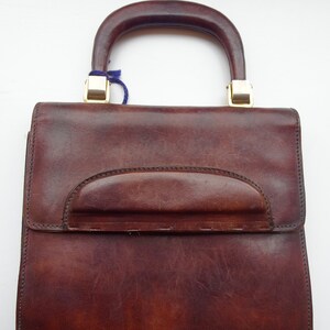 BEAUTIFUL 1940's Square Brown Leather Handbag/Evening Bag, Cute Handle (Still With Cartier Event Tag Attached) - Lovely!!