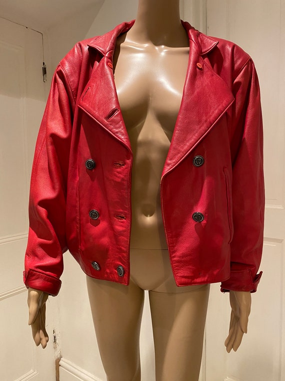 BEAUTIFUL Vintage 1980's Red Leather Womens Jacke… - image 3