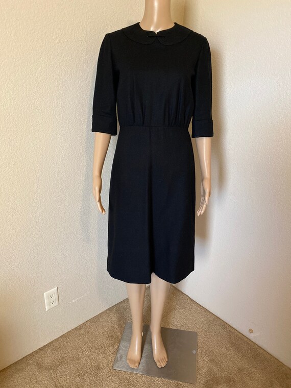 STUNNING Vintage 1950's Black Wool Dress - Beauti… - image 1