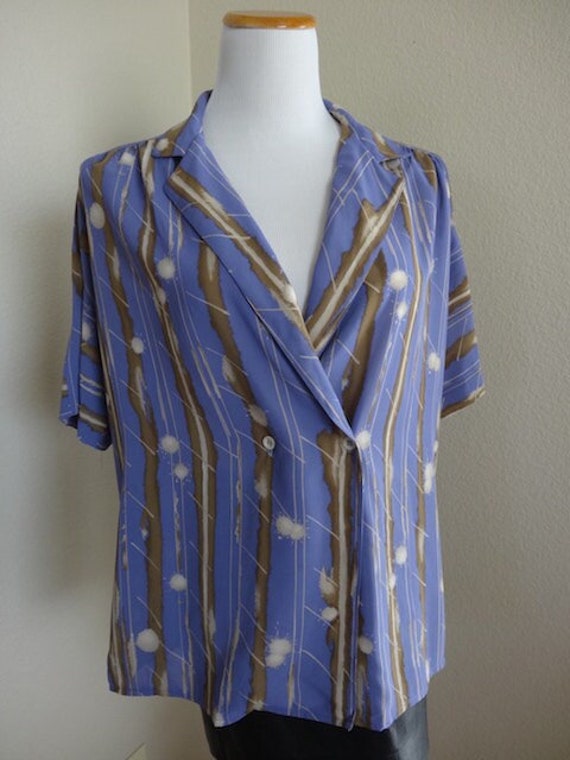 Lovely Purple Vintage Double Breasted 70's Blouse… - image 1