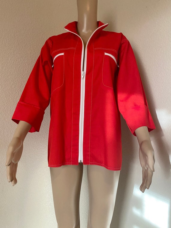 CUTE Vintage 1960's Red Jacket / Shirt Made In US… - image 1