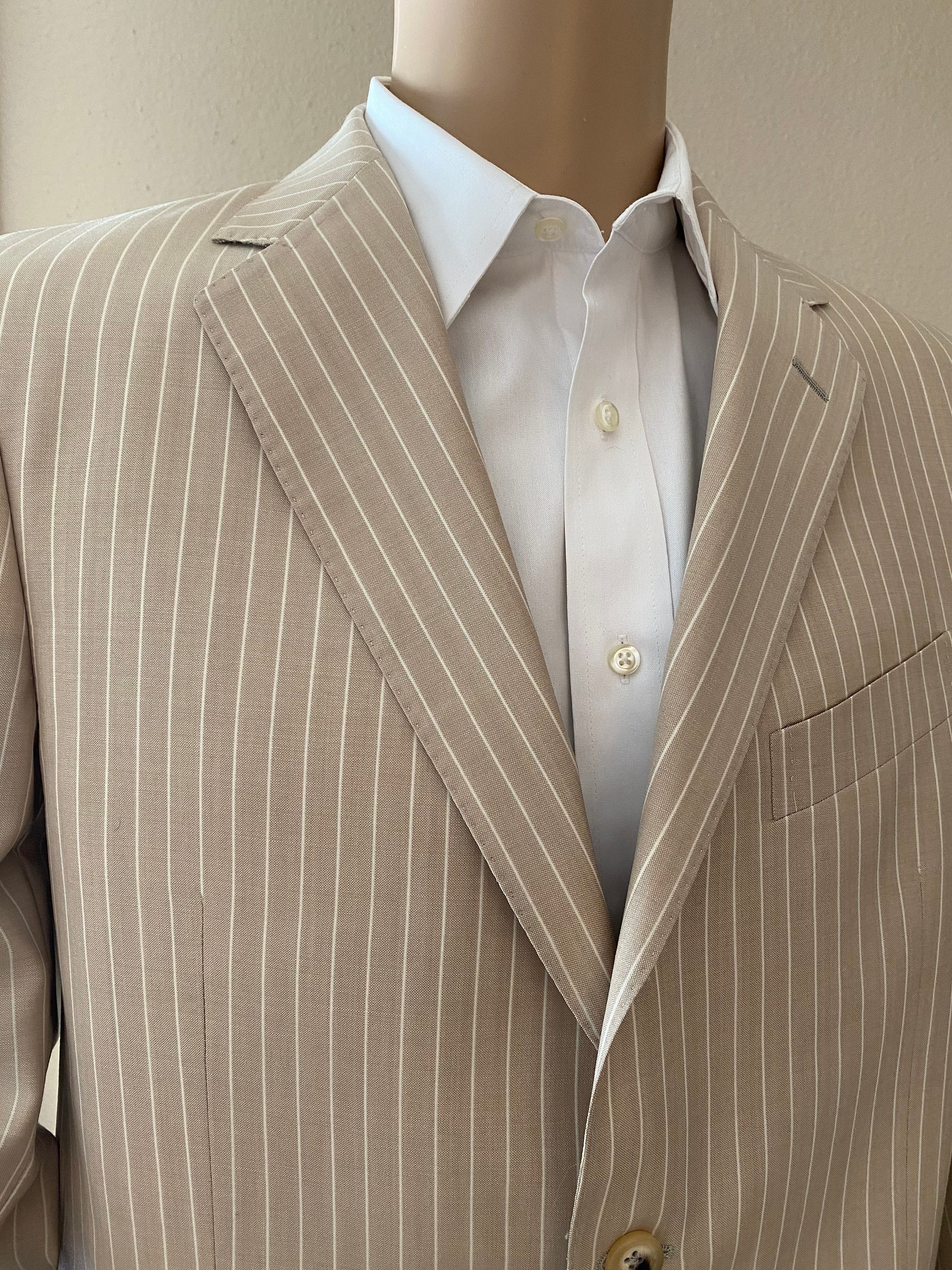 Image of Nice Mens 2 Piece Suit, Made in Italy By "Kashani', Pin Striped, 100% Pure New Wool - Lovely