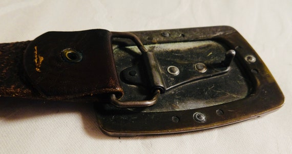 V GREAT Vintage 1940's Leather Mens Belt & Large … - image 4