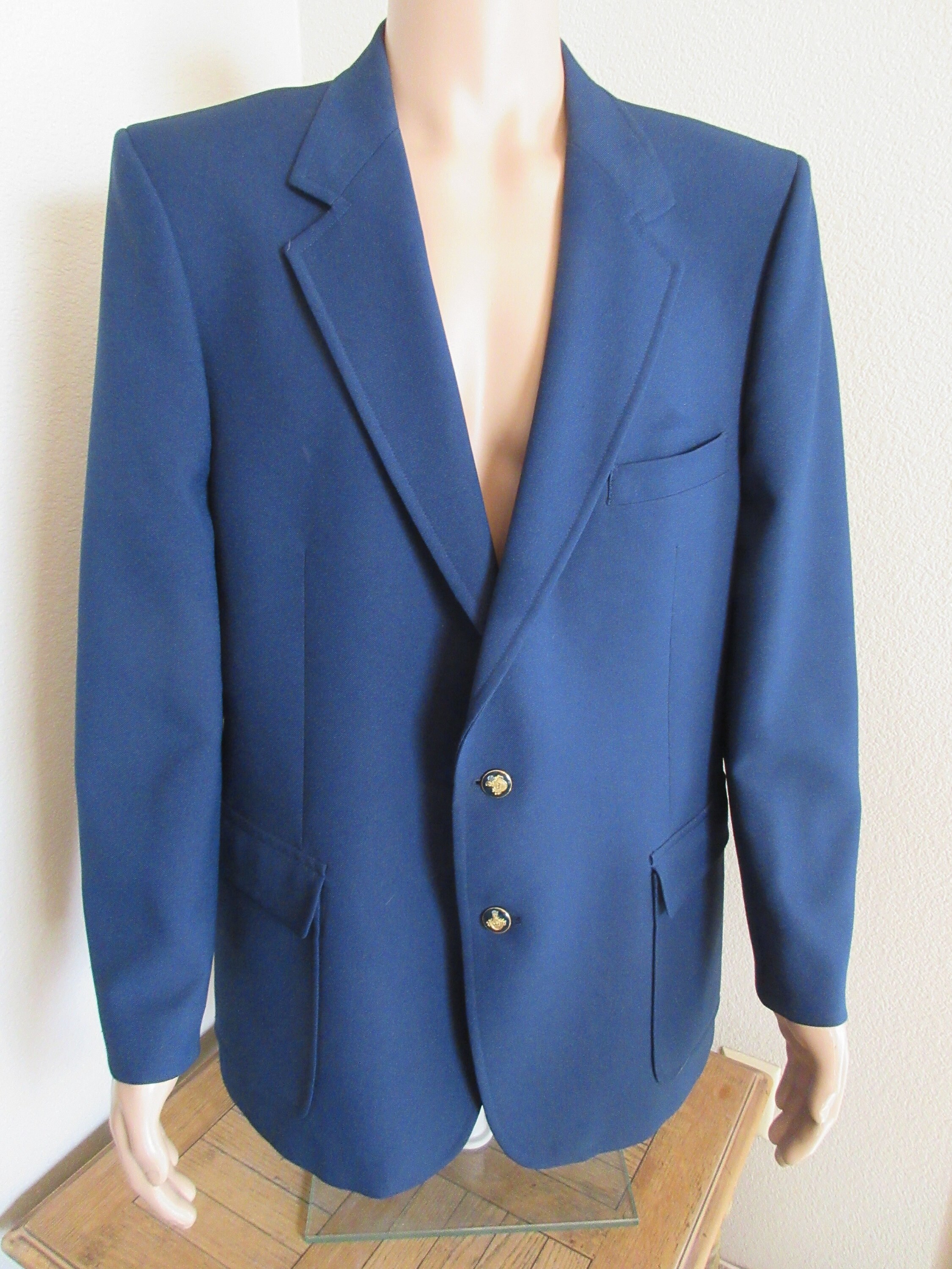 Image of Lovely Mens Vintage Navy Blue 1960's Blazer Made in Usa By "The Knack' - Chest 44"