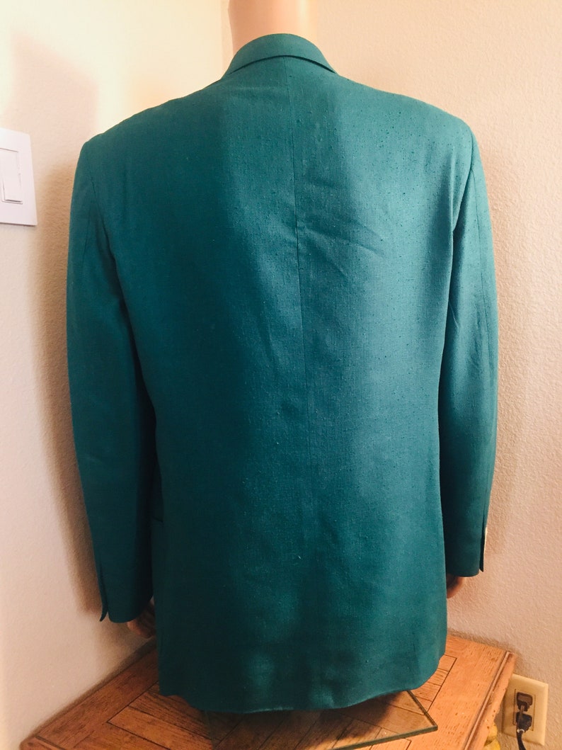 GREAT!! Chest 44 LOVELY Mens Vintage 1980/'s Teal Green Jacket Made By /'Oscar De La Renta