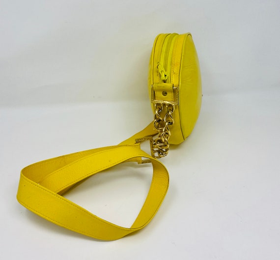 CUTE Yellow Leather Circular Handbag, Shoulder Or… - image 4