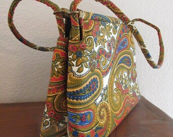 BEAUTIFUL & Unique Vintage 1960's Paisley Kelly Style Handbag - Very Cute!!