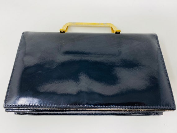 VERY CUTE Vintage 1950's Black Patent Leather Han… - image 7