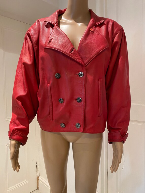 BEAUTIFUL Vintage 1980's Red Leather Womens Jacke… - image 4
