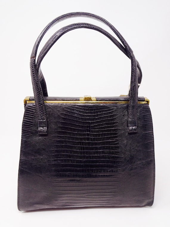 BEAUTIFUL Pre-War Vintage 1940's Black Snakeskin