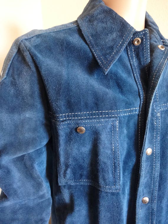 Mens Vintage 1960's Blue Suede Jacket Made By 'Mc… - image 3