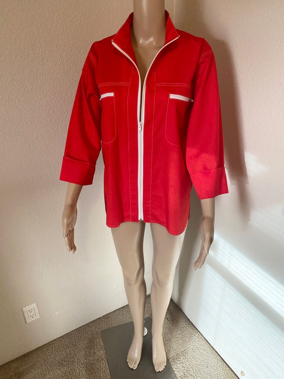 CUTE Vintage 1960's Red Jacket / Shirt Made In US… - image 2